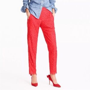 NWT RETAILS $110 J. Crew Easy Pant in Red Lace SIZE: